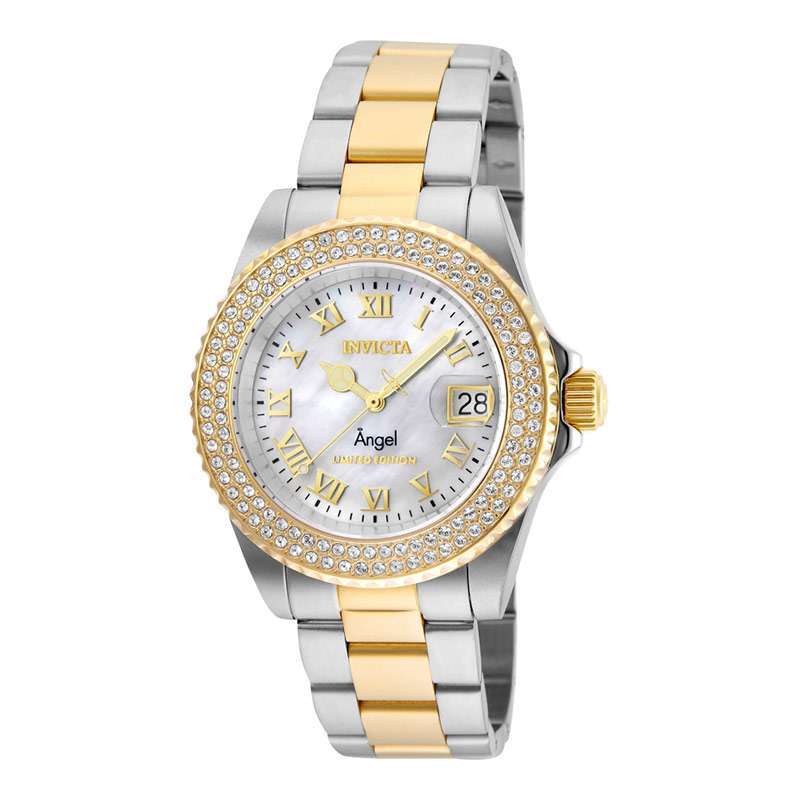 INVICTA Angel 24616 White Mother of Pearl Dial Dual Tone Stainless Steel Strap LIMITED EDITION