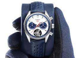 TAG Heuer Rilis Carrera Tourbillon Chronograph Blue Panda Dial