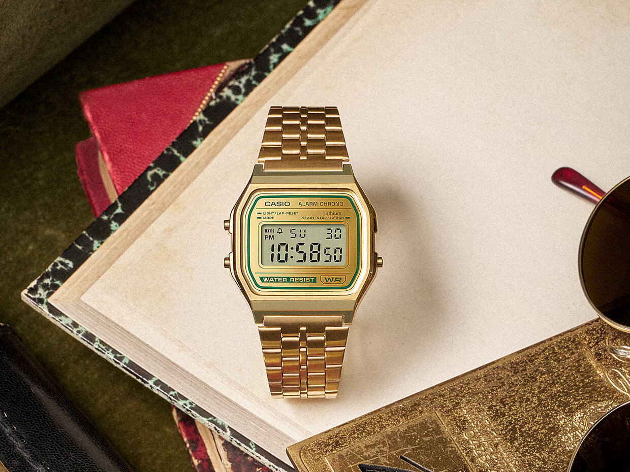 Casio Vintage A158WEGV-9A Dirilis, Jam Tangan Digital Retro Ikonis Berwarna Emas